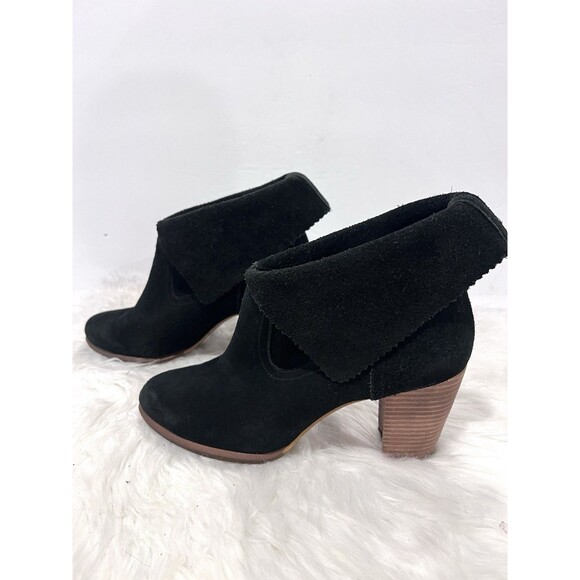 UGG Size 10 Thames Black Suede High Heel Cuffable Ankle Boots Women - Picture 7 of 11